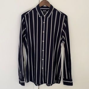 Todd Snyder Striped Button Down Shirt in Navy